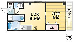 リーフビル 5階1LDKの間取り