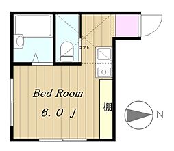 ユーハイツ 1階ワンルームの間取り