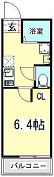 クレスト 2階1Kの間取り