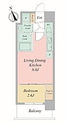 Osaka Metro谷町線 四天王寺前夕陽ヶ丘駅 徒歩6分の賃貸マンション 13階1DKの間取り