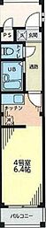 スターバレー 4階1Kの間取り