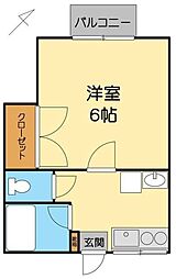 アールハイム 2階1Kの間取り