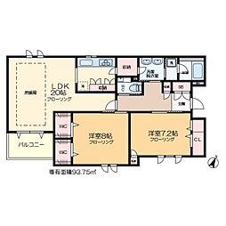 メゾン・ド・パンテュール 2階2LDKの間取り