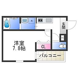 フジパレス今川駅東III番館 1階1Kの間取り