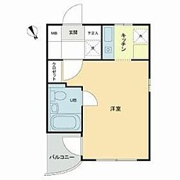 カルトゥーシュ芦花 3階ワンルームの間取り