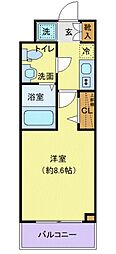京王井の頭線 富士見ヶ丘駅 徒歩7分の賃貸マンション 2階1Kの間取り