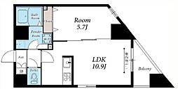 リブリ・サンヴィレッジ26 3階1LDKの間取り