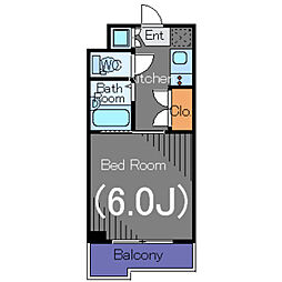 ルーブル白金高輪 2階1Kの間取り