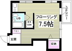 JR総武線 高円寺駅 徒歩7分の賃貸マンション 1階ワンルームの間取り
