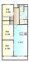 朝日プラザ 3LDKの間取図画像
