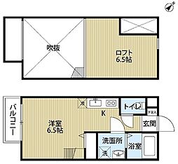 スリーパアダ 2階1Kの間取り