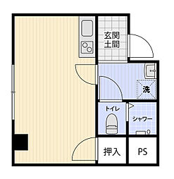 プルメリア中丸 2階ワンルームの間取り