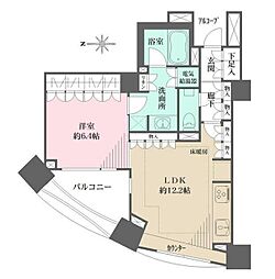 パークハウスオータワー 1LDKの間取図画像