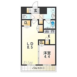 大阪モノレール本線 大阪空港駅 徒歩12分の賃貸マンション 11階1LDKの間取り