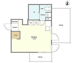 ヴィラ・ハーモニー不動前 5階ワンルームの間取り