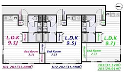 パインルーツ国府台 1LDKの間取図画像