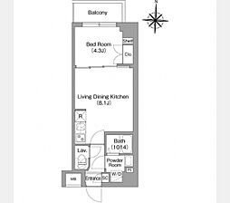 BPRレジデンス大島 2階1LDKの間取り