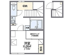 レオパレス山百合 2階1Kの間取り