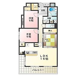 JR阪和線 鳳駅 徒歩10分の賃貸マンション 3階3LDKの間取り