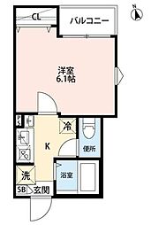 ログリア 1階1Kの間取り