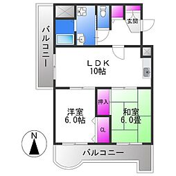 グランボア 2LDKの間取図画像