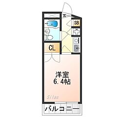 マナーハウス 4階1Kの間取り