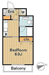 マンションホワイトホース 3階1Kの間取り
