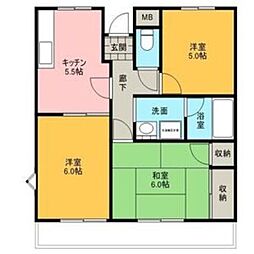 ベルメゾン上松 1階3Kの間取り