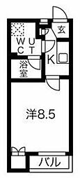 スパシエソリデ目黒 1Kの間取図画像