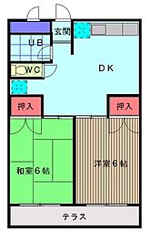 ROCKY都賀 2DKの間取図画像