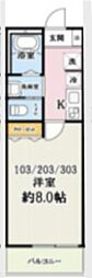 さいたま市岩槻区西町5丁目アパート 1Kの間取図画像