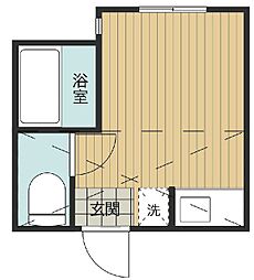 ユナイト浜町ランバートンの杜 2階ワンルームの間取り
