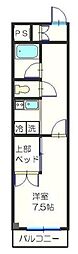 シングルハイツ並木 1Kの間取図画像