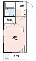 西武池袋線 西所沢駅 徒歩8分の賃貸アパート 1階ワンルームの間取り