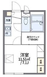レオパレス杉山 2階1Kの間取り