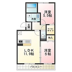 D-roomセピアコート鳳 2LDKの間取図画像