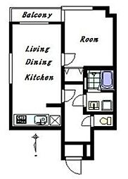 クロノス高尾South 2階2LDKの間取り