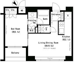 パークアクシス溜池山王 1LDKの間取図画像