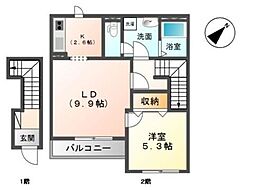 グランツ・シュトラーセ 1LDKの間取図画像
