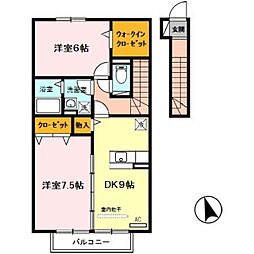 グランモアミヤビ 2DKの間取図画像