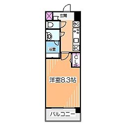 シェソワなかもず 1Kの間取図画像