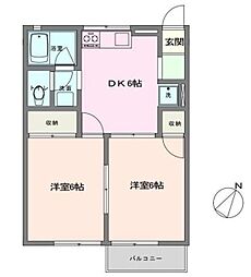 ロイヤルハイツ1 2DKの間取図画像