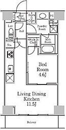 レジディア千駄木 3階1LDKの間取り