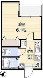 インスパーク本駒込 1階1Kの間取り