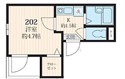 エイビィ五反野 1Kの間取図画像