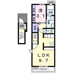 リバーサイドハウス 1LDKの間取図画像