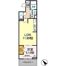 セレスティア西台B 2階1LDKの間取り