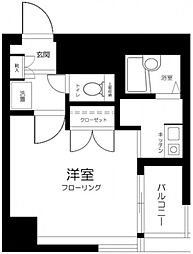 グランヴァン水天宮 4階1Kの間取り