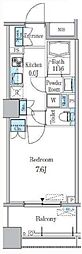 パークキューブ亀戸 1Kの間取図画像