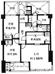 PALACIO BELA VISTA 3階2LDKの間取り